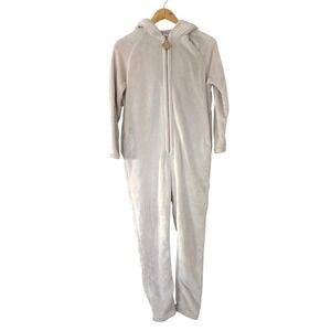 Etam Lion Fleece Union Suit Onesie Cream Hooded Pajamas Small Cosplay